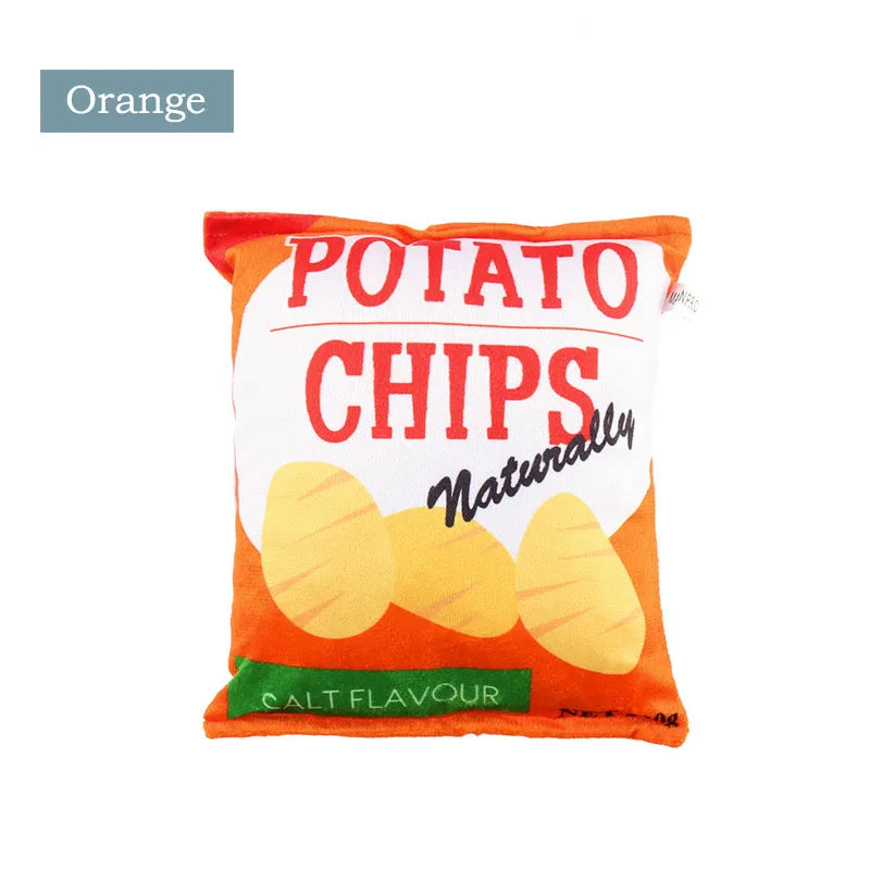Funny Dog Toys - Crisps Plush Filled Squeaky Chew Toy, Bite-resistant with Sounding Paper for Small & Medium Pets - Image 4